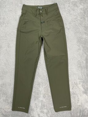 Closed Pedal Pusher Pants Womens 42 Green Ankle Nylon Stretch Italy